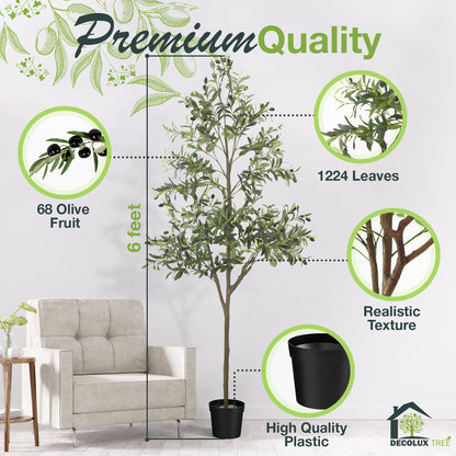 Artificial Plants with Natural Wood Trunk and Lifelike Fruits for Home Office Decor